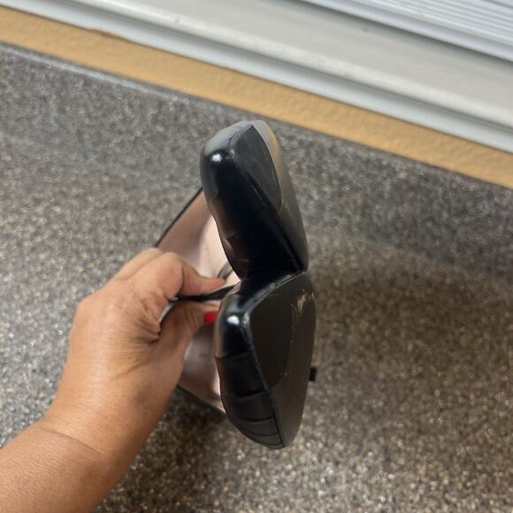 Stuart Weitzman Womens Size 7N Mid Heels Pump Shoes Black Ruched Leather Slip On - Picture 7 of 11